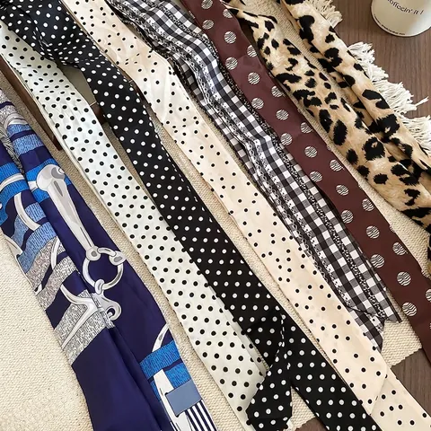 Polka Dot Leopard Karierter Satinnschal Gürtel Für Frauen Satin Stoff Mehrzweck Taillenkette Haargummi Elegantes Accessoire