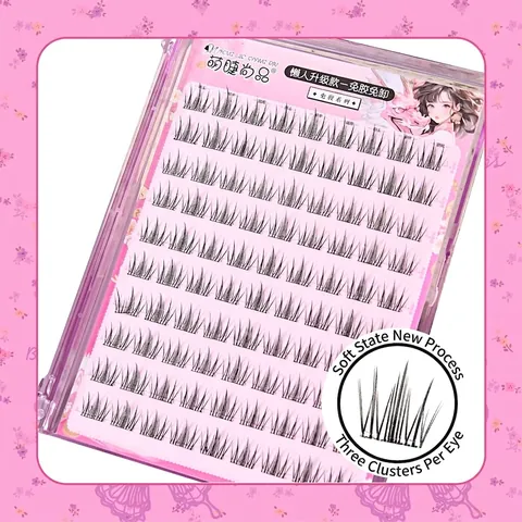 Faux Cils Auto-Adhésifs En Fibres Synthétiques Style Camélia Noir Naturel Pour Le Maquillage Sans Colle