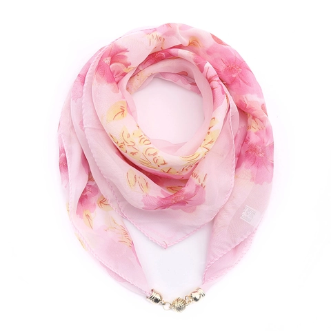 Carré De Satin Imprimé En Mousseline Pour Femme Avec Boucle Magnétique Dorée Foulard Polyvalent Style Cravate Moderne