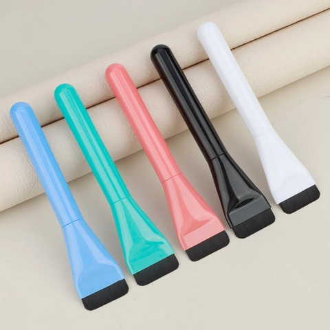 Flat Top Foundation Brush Ultra Thin Synthetic Fiber Bristles Plastic Handle Face Mask Applicator Beauty Makeup Tool