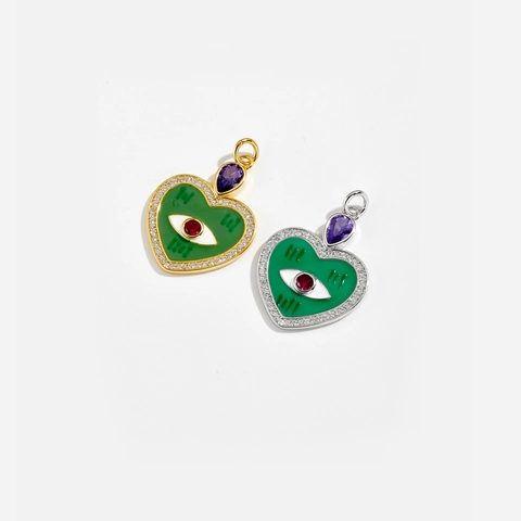 925 Sterling Zilver Hart Boze Oog Hanger Halsketting Email Zirkonia Ingelegd Goud Zilver Verguld Sieraden Voor Vrouwen