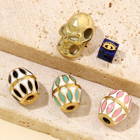 Edelstahl Böse Blick Perlen Totenkopf Anhänger Natur Lapislazuli Würfel DIY Schmuckherstellung Emaille Bastelperlen