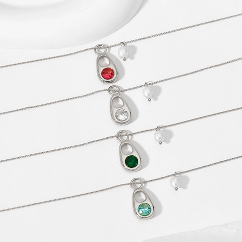Collier Pendentif En Acier Inoxydable Avec Zircon Et Künstliche Perle Bijoux De Chaîne De Clavicule De Style Français Élégant