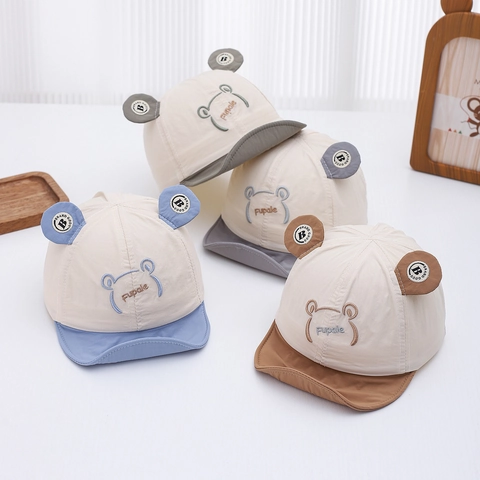 Baby Baseball Cap Quick Drying Fabric Sun Protection Hat With 3D Bear Ears Soft Brim For Infants Toddlers Breathable