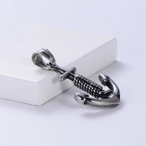 Vintage Anchor Pendant Necklace 304 Stainless Steel Nautical Pirate Style Punk Jewelry For Men Women