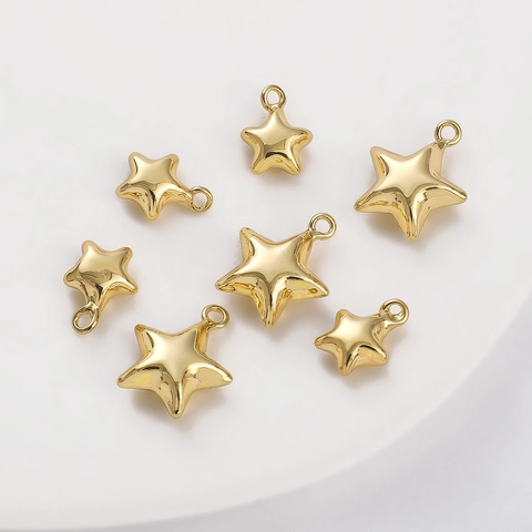 14K Gold Plated Star Pendant For DIY Jewelry Making Copper Star Charms For Necklace Bracelet Earring Accessories