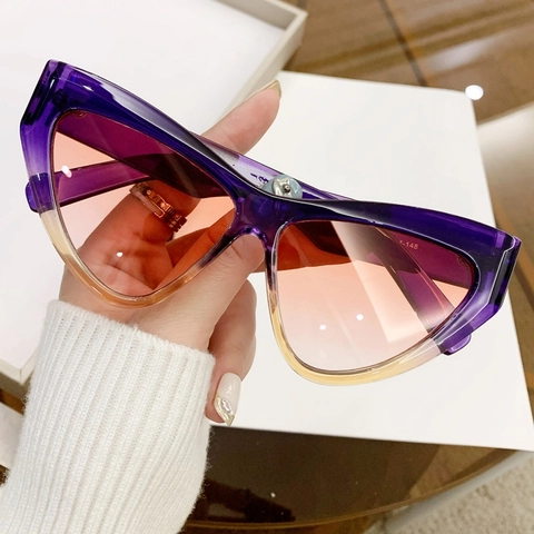 Cat Eye Sunglasses Retro Triangle PC Frame UV400 Protection Gradient Lenses Fashion Eyewear For Women