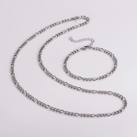 Collana Bracciale A Catena Figaro In Acciaio Inossidabile 304 Lucidato Gioielli Per Uomo Donna Tono Argento