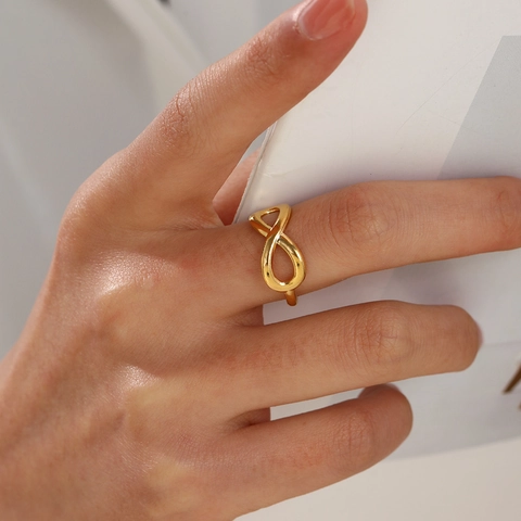 Anillo Símbolo Infinito Acero Inoxidable Ajustable Diseño Abierto Minimalista Simple Estilo INS Joyería Para Mujeres