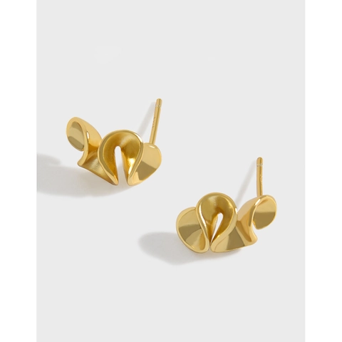 Orecchini A Lobo Geometrici Irregolari Con Volant Per Donna Con Perno In Argento Sterling 925 Design Minimalista