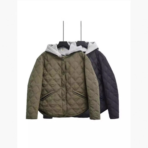 Dames Gevoerde Jas Met Capuchon Ruitpatroon Contrast Capuchon Casual Bovenkleding Met Lange Mouwen