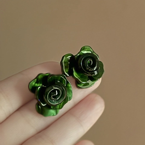 Colorful Resin Flower Stud Earrings With 925 Sterling Silver Earring Post Multi Layer Rose Floral Jewelry For Women