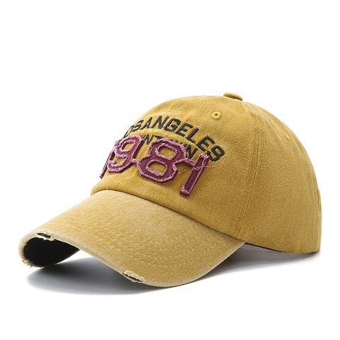 Berretto da Baseball in Cotone Lavato Vintage per Uomo Donna Retrò Distressed 1981 Los Angeles Ricamo Protezione Solare Regolabile