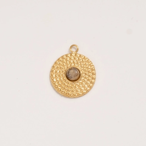 18K Gold Plated Stainless Steel Pendant Natural Stone Heart Evil Eye Bohemian Vintage Jewelry Accessory For Women