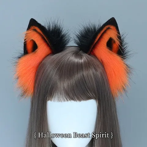 Diadema de Orejas de Bestia de Peluche Hecha a Mano Con Esqueleto Flexible Orejas de Gato Zorro de Piel Sintética Accesorios para el Cabello para Halloween Cosplay Fiesta Tocado Furry Japonés para Mujeres Niñas