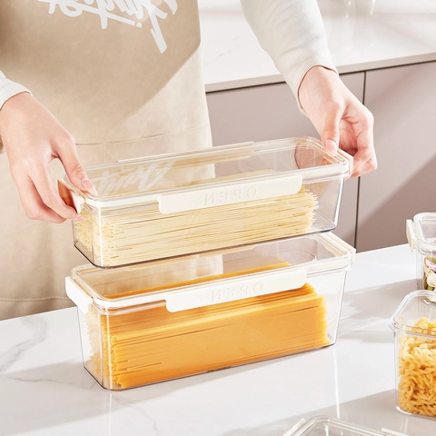 Contenitore Per Pasta Trasparente Ermetico Organizzatore Per Frigorifero Scatola Per Spaghetti Con Coperchio Sigillato