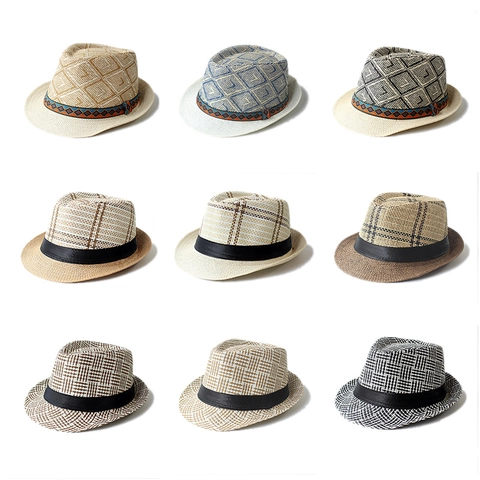 Cappello Fedora in Paglia di Carta Stile Britannico per Uomo Donna Cappello Jazz Traspirante Estivo Parasole Spiaggia Viaggio Cappello di Paglia
