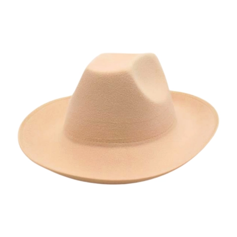 Wide Brim Fedora Hat Retro Solid Color Polyester Cotton Felt Jazz Cowboy Hat For Sun Protection Classic British Style