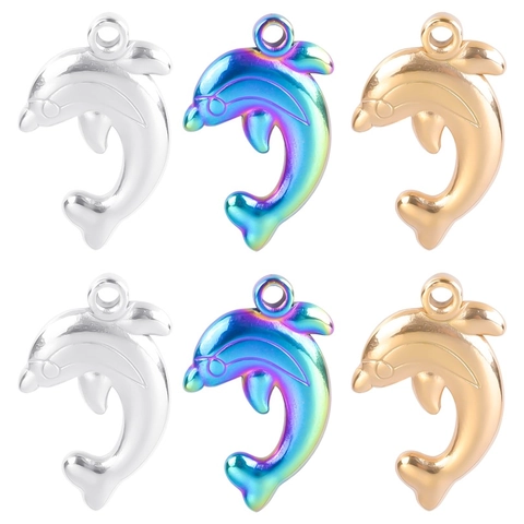 Collana Con Ciondolo a Forma di Delfino in Acciaio al Titanio per Uomo Donna Gioielli Iridescenti Oro Argento Regenbogen