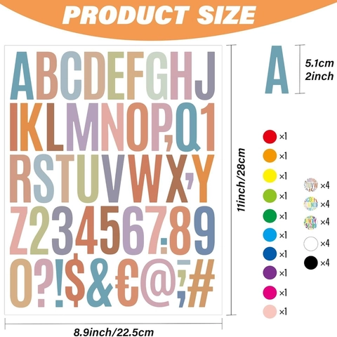 Alphabet Number Stickers Waterproof Vinyl Self Adhesive Large Decals For Water Bottle Scrapbook Journal DIY Craft Decoration