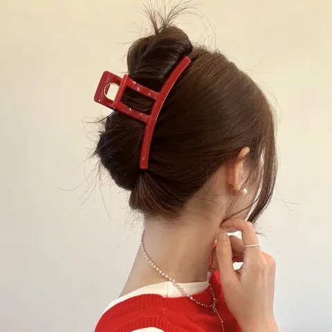 Pinzas Grandes Para El Cabello Plástico Mate Geométrico Agarre Fuerte Para Recogidos Cabello Grueso Estilo Francés Accesorios Mujeres