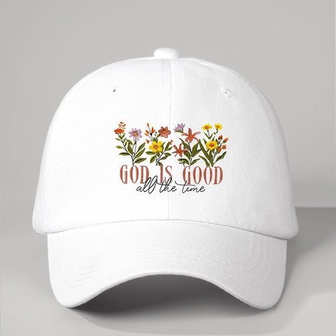 Gorra De Béisbol Algodón Estampado Floral God Is Good Ajustable Exterior Sombrero De Sol Mujer Casual Deportivo