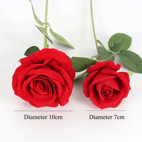 Artificial Rose Flower Long Stem Satin Velvet Floral For Home Wedding Party Valentine Day Decoration Gift Multi Color