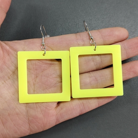 Geometrische Acryl Ohrringe Neon Fluoreszierend Hohl Dreieck Quadrat Haken Hängeschmuck Damen
