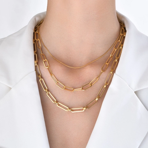Minimalistische Büroklammer Gliederkette Halskette Für Damen Edelstahl Vergoldet Zierliche Mehrlagige Mode Schlüsselbein Schmuck