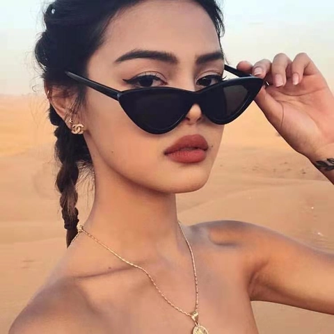 Retro Cat Eye Sunglasses For Women Men Plastic Frame UV400 Protection Vintage Triangle Shaped Outdoor Fashion Eyewear