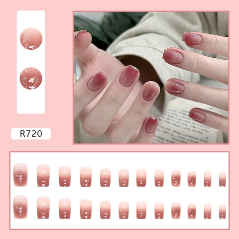 Press On Nails Gradient Shimmer European Square Fake Nails Glossy Minimalist Elegant For Women