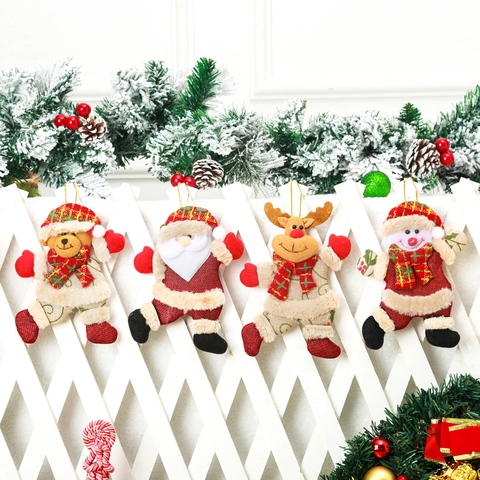 Weihnachtsbaum Hängende Ornamente Plüsch Stoff Weihnachtsmann Schneemann Rentier Bär Puppen Xmas Party Haus Dekor Anhänger