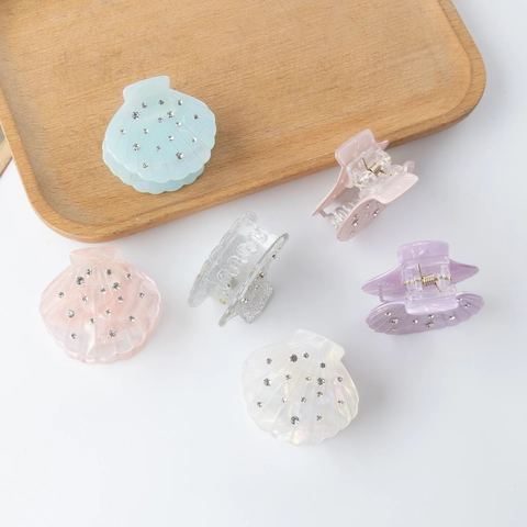 Pinza De Pelo Concha Acrílico Acetato Accesorio Pelo Strass Decorativo Para Mujeres Niñas Estilo Elegante