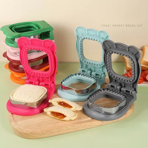 Tagliapane E Sigillatore Per Sandwich Macchina Per Pane In Tasca Acciaio Inossidabile Plastica PP Forma Di Orso Outil DIY