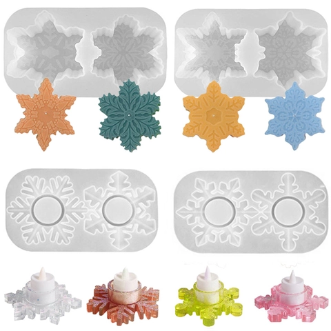 Sneeuwvlok Siliconen Mallen Kandelaar Kerstmis DIY Hars Gieten Aromatherapie Wax Knutselgereedschap Winterthema