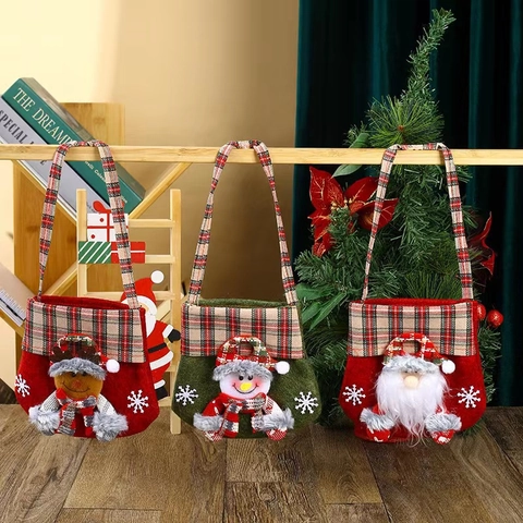 Sacchetto Regalo Di Natale Sacchetto Di Caramelle Coulisse Borsa Babbo Natale Pupazzo Di Neve Cervo Renna Bambola Peluche Feltro Per Festa