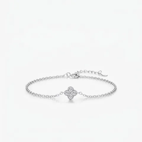 925 Sterling Silver Four Leaf Clover Bracelet For Women With Sparkling Zircon Inlaid Adjustable Chain Chic Fashion Jewelry