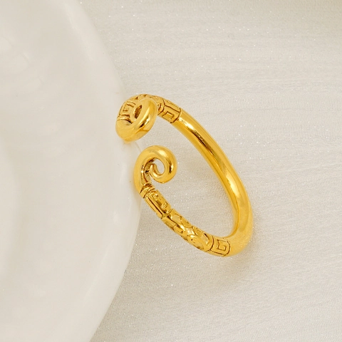 Vintage Golden Mythical Hoop Open Ring Stainless Steel 18K Gold Plated Adjustable Retro Cloud Pattern Finger Jewelry Unisex