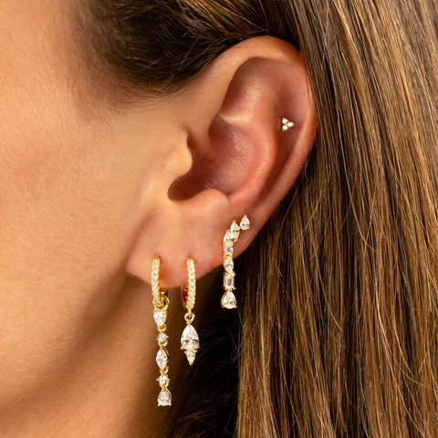 Geometric Cubic Zirconia Hoop Dangle Earrings With 925 Sterling Silver Earring Post Copper Luxury Fashion For Women