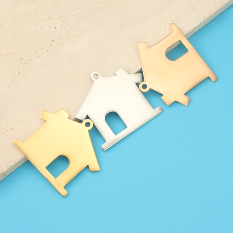 Ciondolo A Forma Di Casa Charm Acciaio Inossidabile 304 Lucidato A Specchio Per Accessori Creazione Gioielli DIY