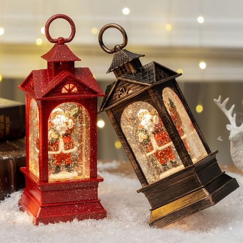 Weihnachten Schneekugel Laterne Led Beleuchtet Weihnachtsmann Figur Glitzer Flüssigkeit Retro Stil Dekoration