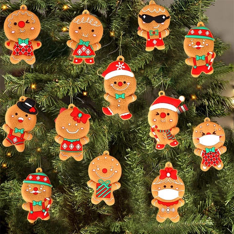 Christmas Gingerbread Man Ornaments PVC Soft Rubber Hanging Pendants Holiday Party Decorations Various Cute Style