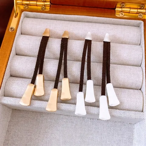 Pendientes Colgantes Flecos Cordón Cuero Vintage Para Mujer Joyería Aleación Minimalista Con Poste Plata Ley 925