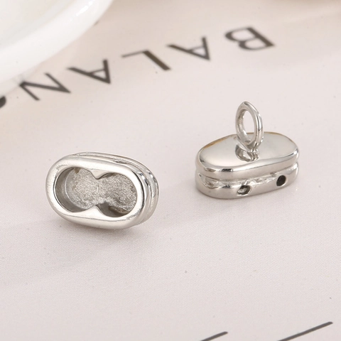 Edelstahl Schmuckverbinder Oval Kapsel Schnallen Für DIY Halskette Armband Herstellung Hochglanzpoliert Silber Zubehör