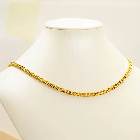 Collier Chaîne Cubaine Minimaliste En Acier Inoxydable Plaqué Or 18K Maillons Tressés Bijou Personnalisé Homme Femme