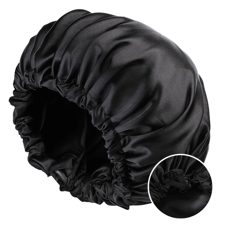 Women Adjustable Double Layer Satin Sleep Cap Silk Feel Hair Care Night Bonnet For Curly Hair Fashion Chemo Hat