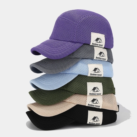 Breathable Polyester Mesh Baseball Cap Outdoor Travel Sun Hat Adjustable Curved Brim For Men Women