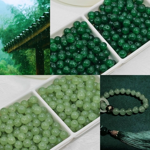 Round Glass Glaze Loose Beads For DIY Jewelry Making Bracelet Necklace Crafting Supplies Polished Imitation Jade Beads