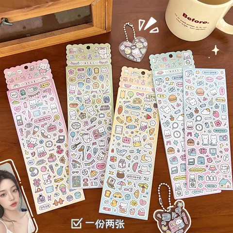 Cartoon Bear Stickers Waterproof PVC DIY Scrapbooking Goo Card Decorative Journaling Decals Kawaii Ins Style For Kids