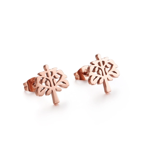 Pendientes De Árbol De La Vida Acero Inoxidable Hueco Geométrico Simple Moda Joyería Minimalista Para Mujeres